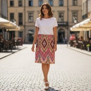 Antonio Melani Geometric Print Mini Skirt Women Red Yellow Blue Diamond Size 10